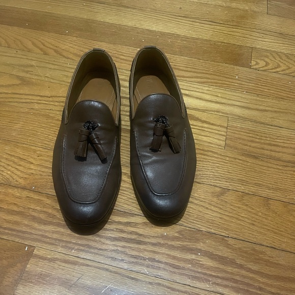 Zara Men’s Brown Leather Tassel Loafers Sz 43 main image 10